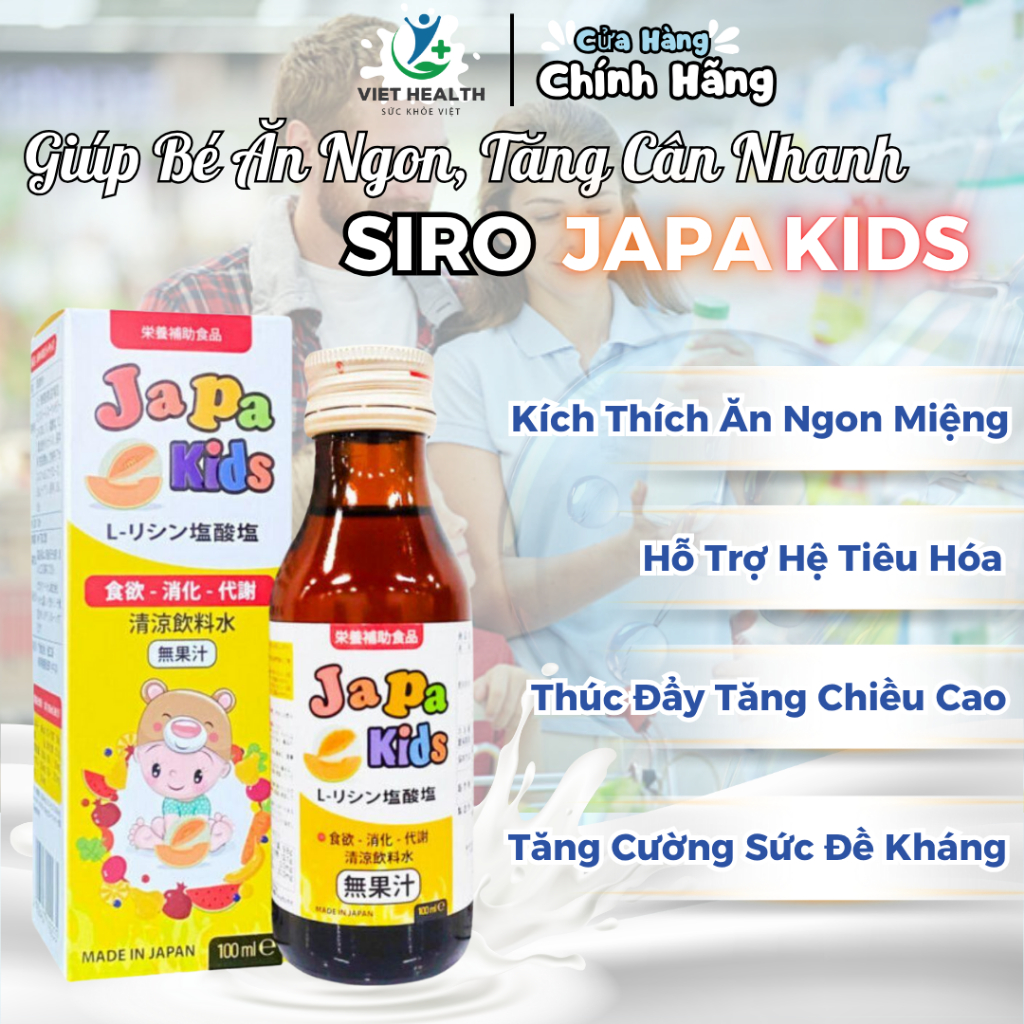 Siro Japa Kids Chính Hãng Kích Thích Ăn Ngon Giúp Trẻ Tăng Cân Nhập Khẩu Nhật Bản Chai 100ml