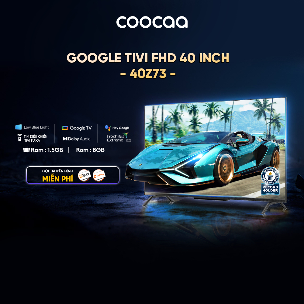 [Miễn phí lắp đặt HN-HCM] Smart Google Tivi FHD Coocaa 40 Inch - Model 40Z73