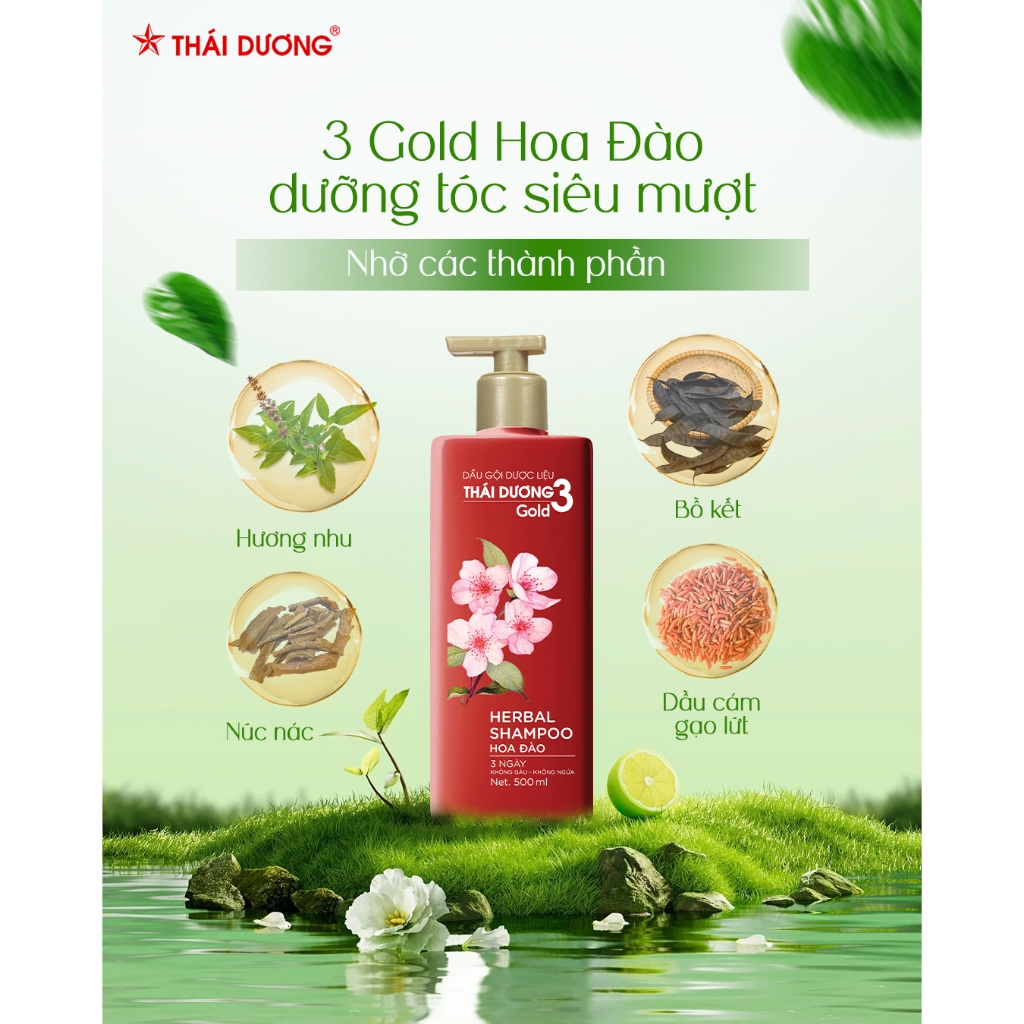 [Live Mua 1 tặng 1] Dầu gội Thái Dương 3 Gold Hoa Đào 500ml / Dầu xả 333ml tặng tube Thái Dương 7 Plus Gold 50g | BigBuy360 - bigbuy360.vn