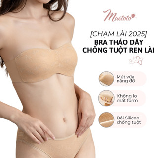  Áo Lót Nữ Mustoto Bra Quây Tháo Dây Không Gọng Chống Tụt SIÊU CHẮC Ren Hoa Lài - BST Chạm Lài  MA80  