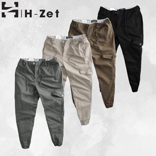 Jogger kaki túi hộp nam H-ZET vải co giãn thoải mái, nặng động với form quần slimfit - JGTH