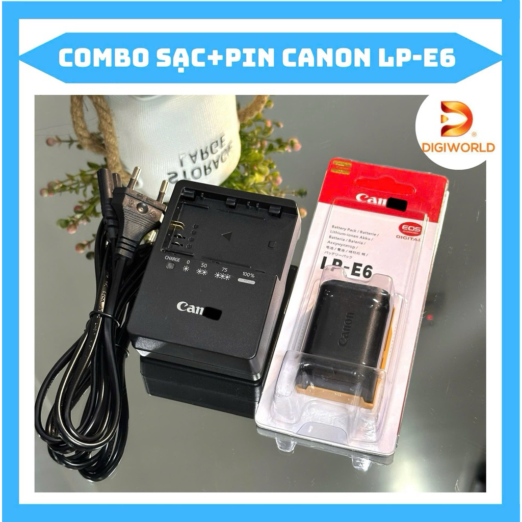Bộ Sạc Pin Canon LP-E6 ( Combo Hãng ) dùng cho  EOS 5D series: 5D Mark II, 5D Mark III, 5D Mark IV, 