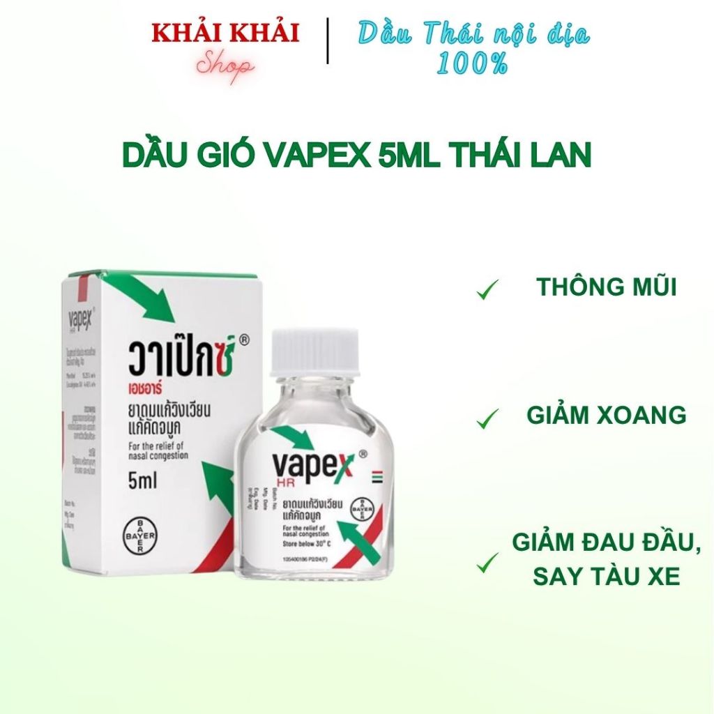 (Mẫu mới) Dầu nóng thông mũi Vapex Thái Lan 5ml, Dầu gió Vapex giảm nghẹt mũi, đau mỏi hàng nội địa Thái Lan