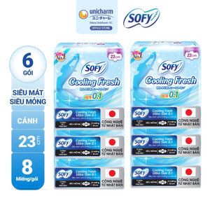  Bộ 6 Băng vệ sinh Sofy Cooling Fresh siêu mỏng cánh 23cm gói 8 miếng 