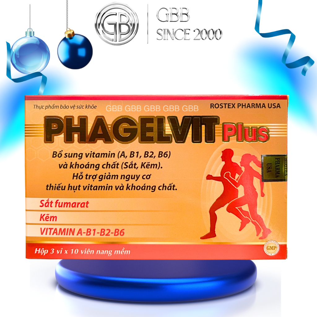 Viên uống Phagelvit Plus bổ sung vitamim A,B,B2,B6 và khoáng chất (Sắt, Kẽm) giảm nguy cơ thiếu hụt 