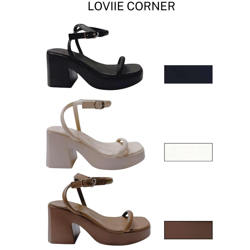 LOVIIECORNER - SANDAL CAO GÓT NỮ MŨI VUÔNG QUAI NGANG PHỒNG - GIÀY THỜI TRANG ĐẾ VUÔNG CAO 9 PHÂN - 