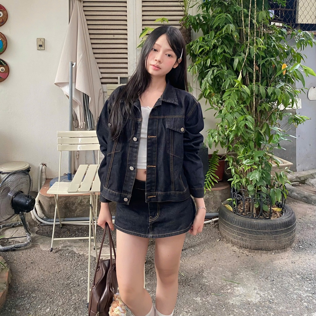 Calem.Club - Quần giả váy Urban Chic Mini Skort dáng ngắn cạp trễ chất jean dày dặn form chữ A tôn dáng | BigBuy360 - bigbuy360.vn