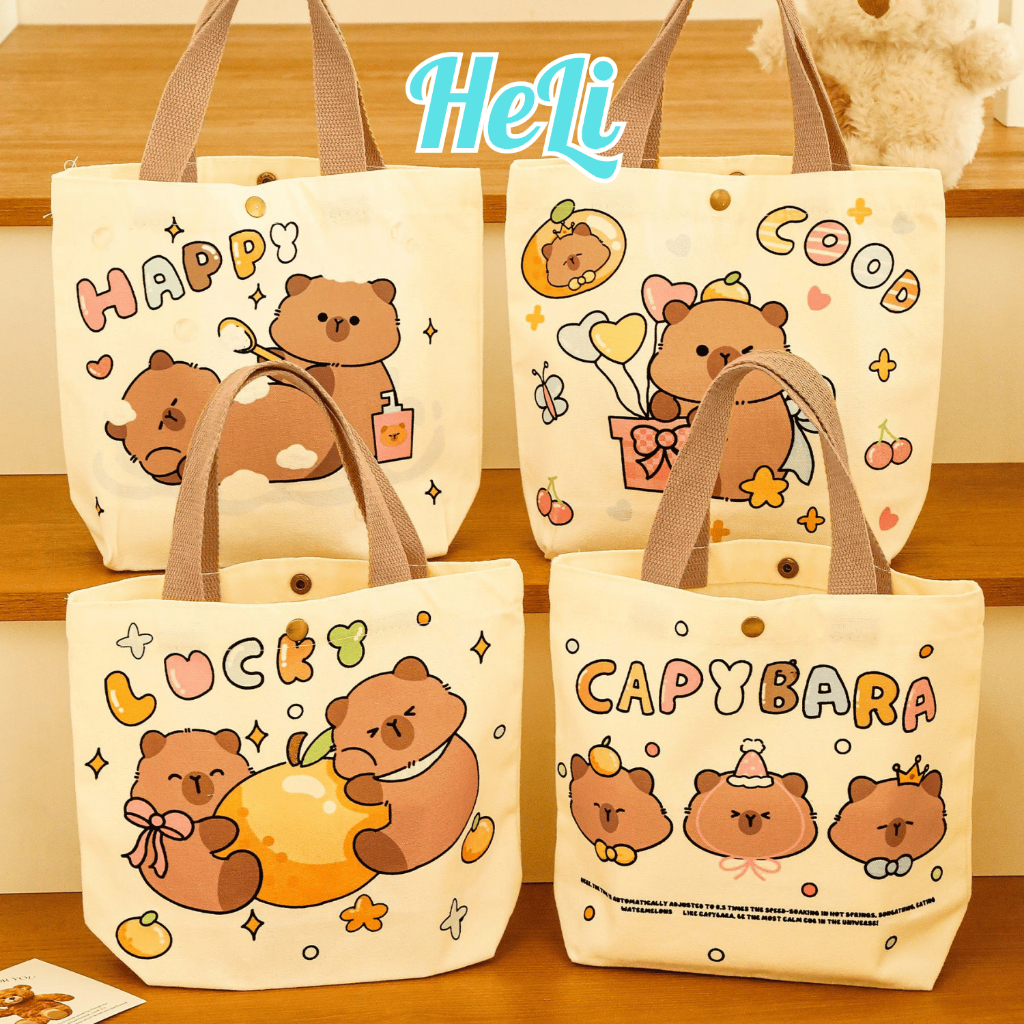 (TOTE NHỎ) TÚI TOTE CAPY, TÚI VẢI CAPY DỄ THƯƠNG SIZE 24*27CMCM, QUÀ TẶNG CHO BÉ