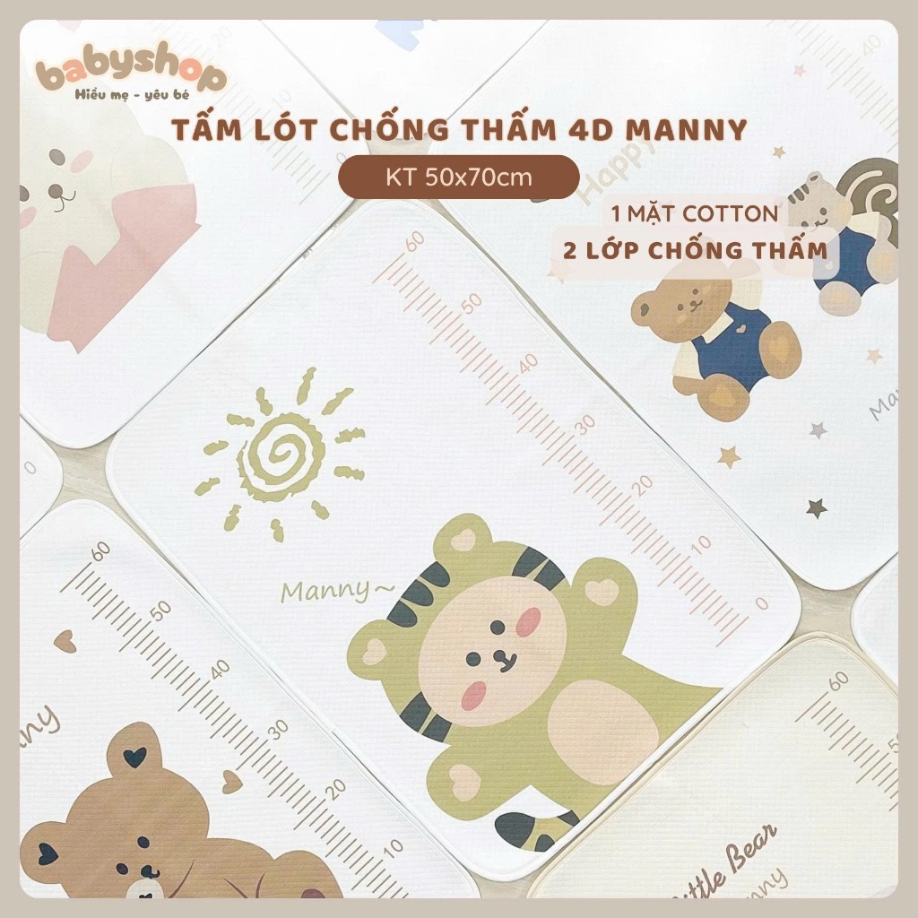 Tấm lót chống thấm cho trẻ sơ sinh 4D mềm mịn 50x70cm dùng lót thay bỉm nhiều nẫu lựa chọn