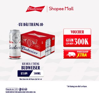 Thùng 12 Lon Bia Budweiser (500ml/lon)