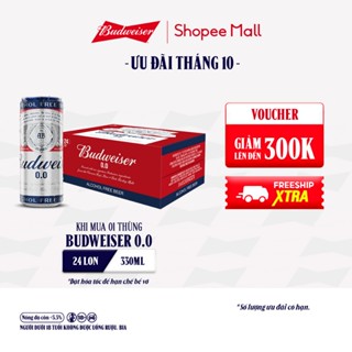 Thùng 24 Lon Bia Budweiser Không Độ Cồn (330ml/ lon)