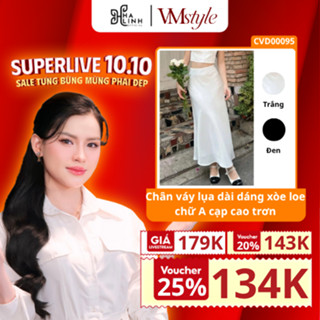 [Võ Hà Linh x VM STYLE] Chân váy lụa dài VMSTYLE dáng xòe loe chữ A cạp cao trơn đi chơi, đi tiệc CVD00095