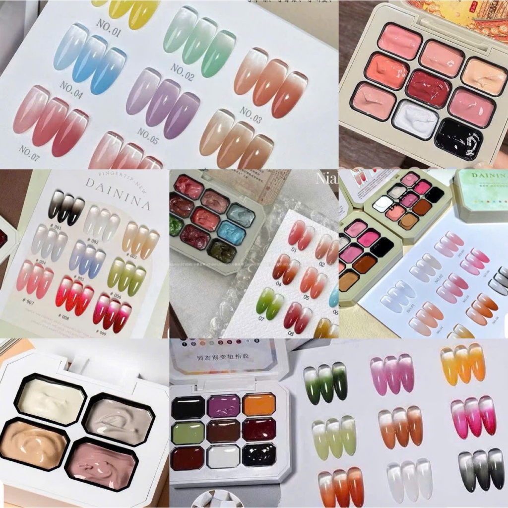 Set 9 màu gel dặm ombre, chất gel dặm ombre siêu mịn, ombre nail [ Phần 4 ]