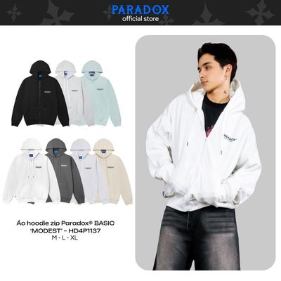 Áo hoodie BASIC 'MODEST' ZIP HOODIE Chất nỉ bông PARADOX HD4P1137