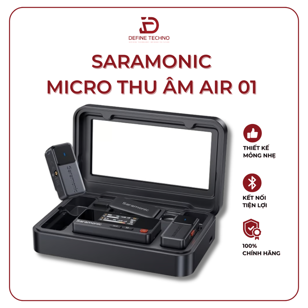 Micro thu âm Saramonic Air 01 (2TX + 1RX) – Thu âm không dây đa kênh, chất lượng cao