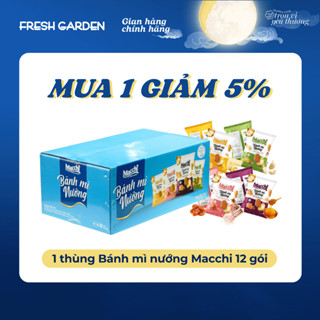 Thùng 12 gói Bánh mì nướng Macchi vị Bơ tỏi, Mật ong đường nâu, Phô mai Pháp, Caramen, 45g/gói