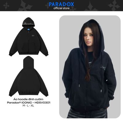 Áo hoodie đính cườm ICONIC HOODIE chất nỉ bông PARADOX HD5V0301