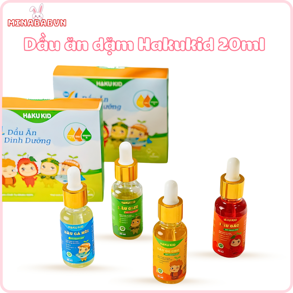 Dầu ăn dặm Hakukid 20ml cho bé từ 6 tháng tuổi, Dầu ăn dặm cho bé 20ml Hakukid giúp bổ não, tăng đề 