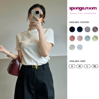  Áo thun bo đũa Basic SPONGE.ROOM version 3 trơn cổ tròn ngắn tay form babytee Women-216 