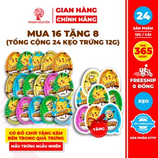 [MUA 16 TẶNG 8] Tổng cộng 24 cái Kẹo trứng Socola Sữa POPIT 12g (Mẫu trứng ngẫu nhiên) | Đồ ăn vặt