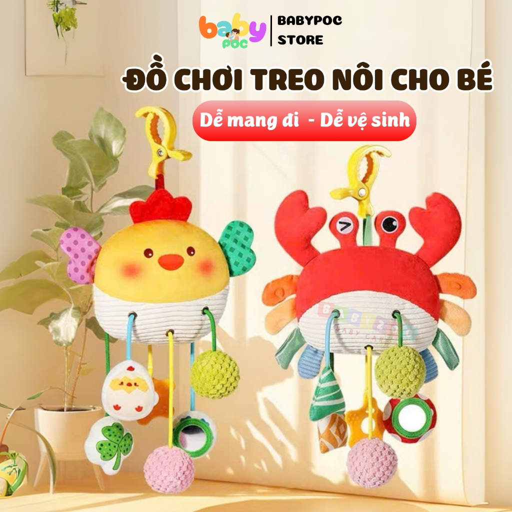 Đồ chơi treo nôi cho bé Babypoc, lục lạp treo xe đẩy, ô tô dễ mang theo, kích thích thị - thính - xúc giác