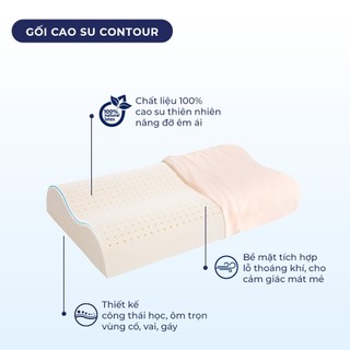 Gối nằm 100% cao su thiên nhiên liên á contour 44x63x11cm
