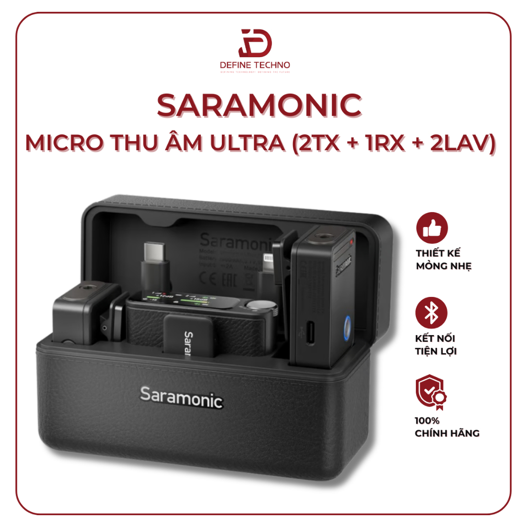 Micro thu âm Saramonic Ultra (2TX + 1RX + 2LAV) – Thu âm đa kênh, chất lượng cao