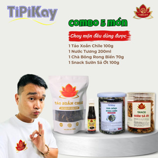 Combo Tảo Xoắn Chile 100g + Nước Tương 200ml + Chà Bông Rong Biển 70g + Snack Sườn Sả Ớt 100g - TiPiKay Shop