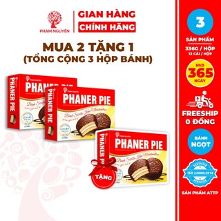   MUA 2 TẶNG 1  Tổng cộng 3 Hộp Bánh phủ socola nhân kẹo dẻo Phaner Pie Đỏ 336g | Bánh ăn vặt Socola | Đồ ăn vặt 