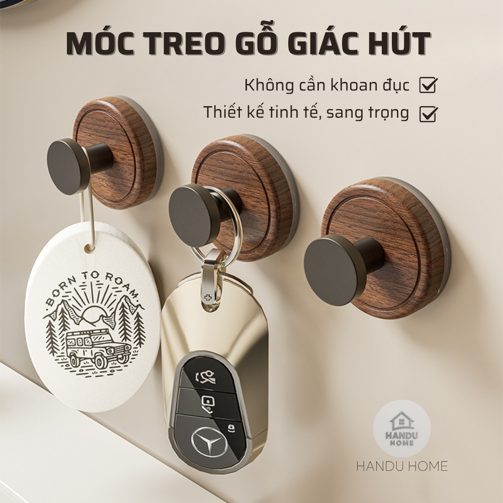 Móc Treo Gỗ Dán Tường Handu Home, Siêu Dính, Chống Thấm Nước, Chịu Lực Cao Tái Sử Dụng Tiện Lợi Cho Nhà Bếp, Phòng Tắm