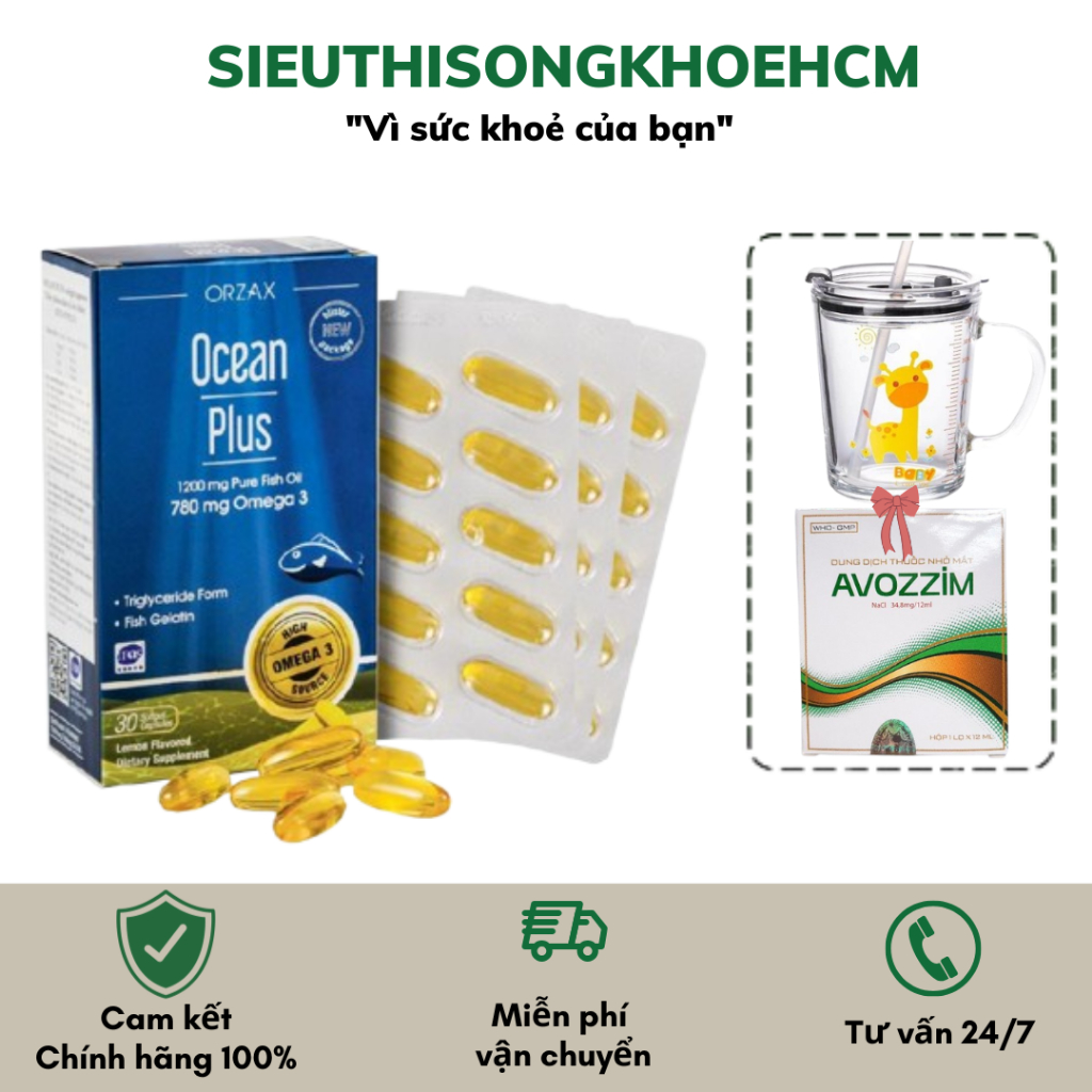 DẦU CÁ OCEAN PLUS ORZAX - Hỗ Trợ Bổ Mắt, Cải Thiện Trí Nhớ Ngừa Bệnh Tim Mạch 30 Viên