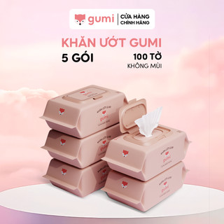  Thùng 5 KHĂN ƯỚT GUMI  không CỒN không PARABENS cao cấp dành cho em bé cực kì an toàn 
