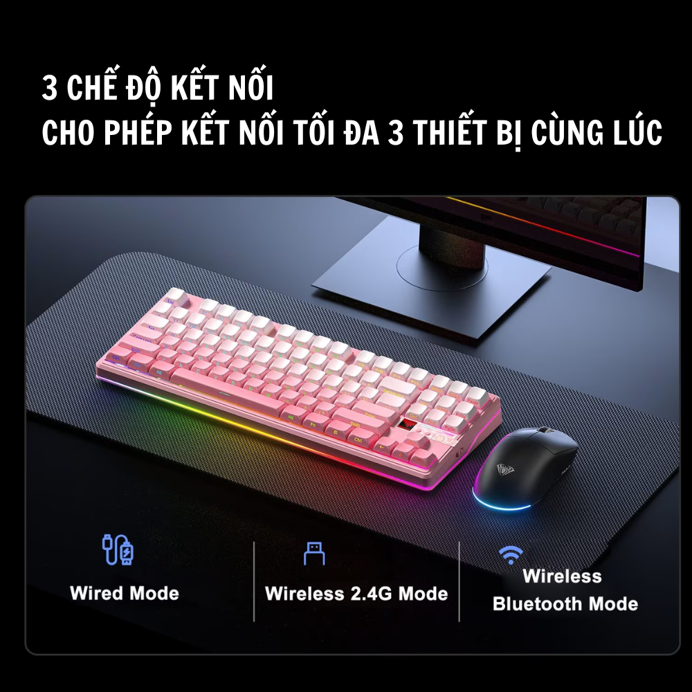 Bàn phím cơ AULA F87 Pro V2 - Pin 120000 - LED RGB- Layout TKL- Hotswap 5 Pin - Có app Macro - | BigBuy360 - bigbuy360.vn
