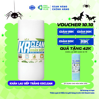 Cuộn khăn giấy lau bếp trắng KRCLEAN 20x25x100 tờ , giấy lau đa năng, giấy lau bếp siêu thấm hút, lau tay, lau chén bát