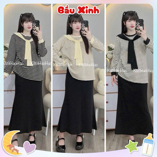 ÁO BẦU - DÀI TAY ZIP KẺ NGANG  - 3 Màu 💥RẺ VÔ ĐỊCH💥