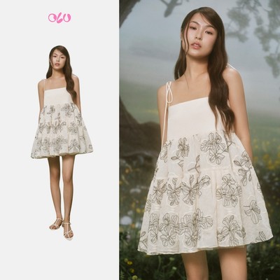 Đầm babydoll OLV dáng ngắn Cream Fleur Babydoll Layered Strappy Mini Dress nữ tính dễ thương