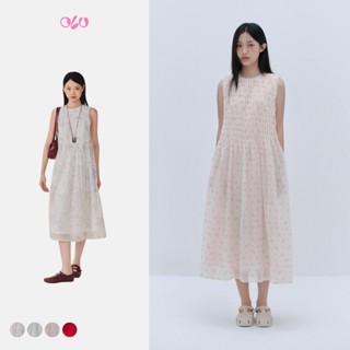  Đầm kiểu voan hoa dáng suông xếp li có kèm dây Clydie nhiều màu thanh lịch nữ tính OLV 