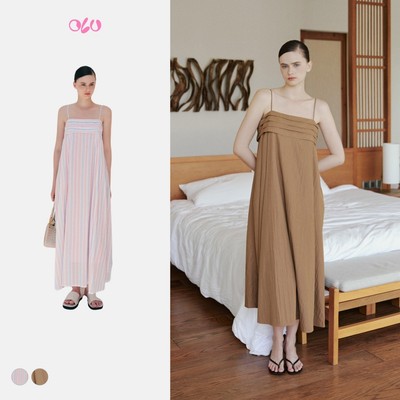 Đầm maxi OLV 2 dây xếp li phần ngực Venia phù hợp đi biển du lịch mùa hè