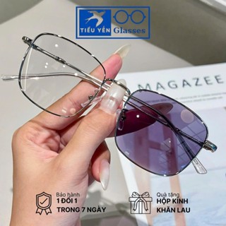  Kính cận titanium đổi màu khi ra nắng nam nữ 0 độ ngăn UV form vừa mã V72502 - Tiểu Yến 