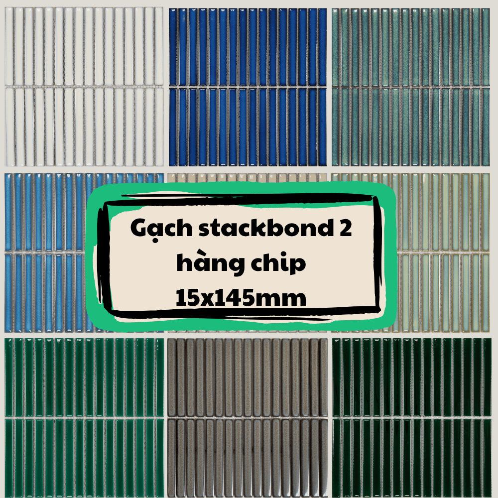 Gạch mosaic gốm sứ trơn kt 30x30cm - gạch stackbond trang trí nhà hàng, khách sạn,...
