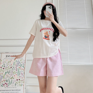  Set Mặc Nhà Quần Đùi Sọc Linen cao cấp Áo Cotton in hình xinh xắn năng động - NEONVN đồ bộ mặc nhà nữ quần đùi sọc xin 