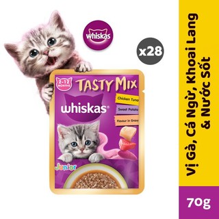  Thùng Thức Ăn Cho Mèo Con Dạng Sốt Pate Whiskas Tasty Mix - 28 gói 