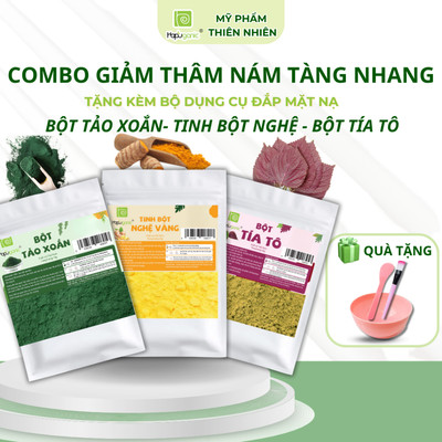 Combo Mặt Nạ Bột Giảm Thâm Nám Tàng Nhang Tảo Xoắn Tinh Bột Nghệ Tía Tô Lành Tính Hapuganic