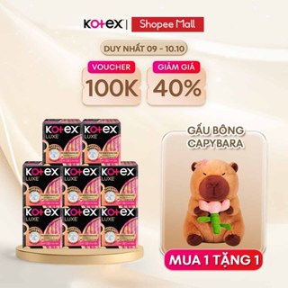 Combo 8 Gói Băng Vệ Sinh Kotex LUXE  Mặt Bông Êm Mềm Dễ Chịu Với  4000 Lỗ Thấm Hút Siêu Tốc 23cm 8 Miếng/Gói
