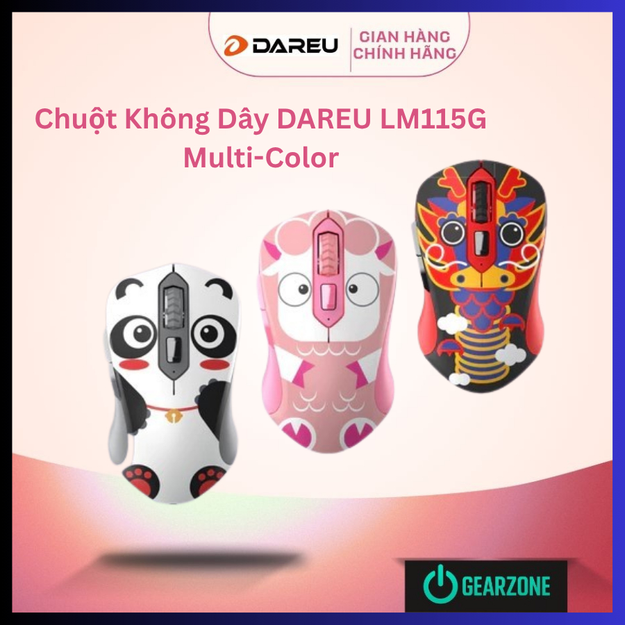 Chuột Không Dây DAREU LM115G Multi-Color Dragon / Panda / Lion / Sheep – Chính Hãng