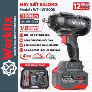 Máy Siết Bulong WORKFIX WF-IW1100N Đầu đặc Lực Siết 1100n.m - 15CELL Mở Vặn Ốc Xe Ô Tô Tối Đa 38mm 