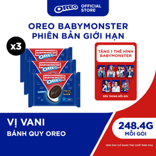 [TẶNG CARD NGẪU NHIÊN] OREO BABYMONSTER Bánh Quy Sôcôla Kem Vị Vani 248.4g (Combo 3)