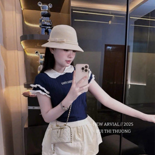 Áo polo thun nữ cộc tay cổ sơ mi tay bèo viền vèo form vừa hàng QC