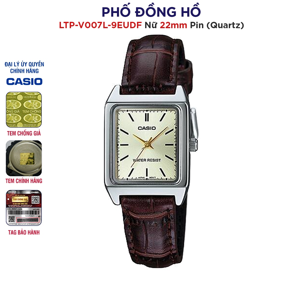 Đồng hồ nữ dây da Casio chính hãng Anh Khuê LTP-V007L-9EUDF