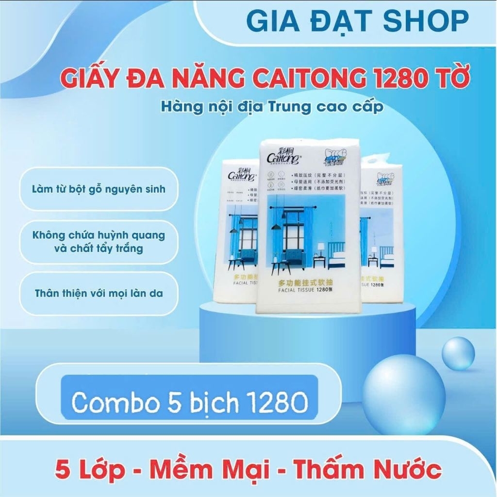 [Combo 5 Bịch ] Loại 1580 Giấy Rút Treo Tường Caitong 1580  Tờ - Tặng 1 Móc Treo - Hàng Nội Địa Trun